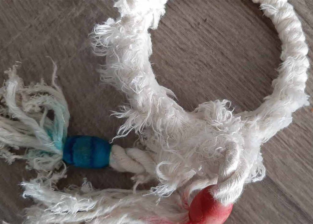 Cotton rope swing with fraying